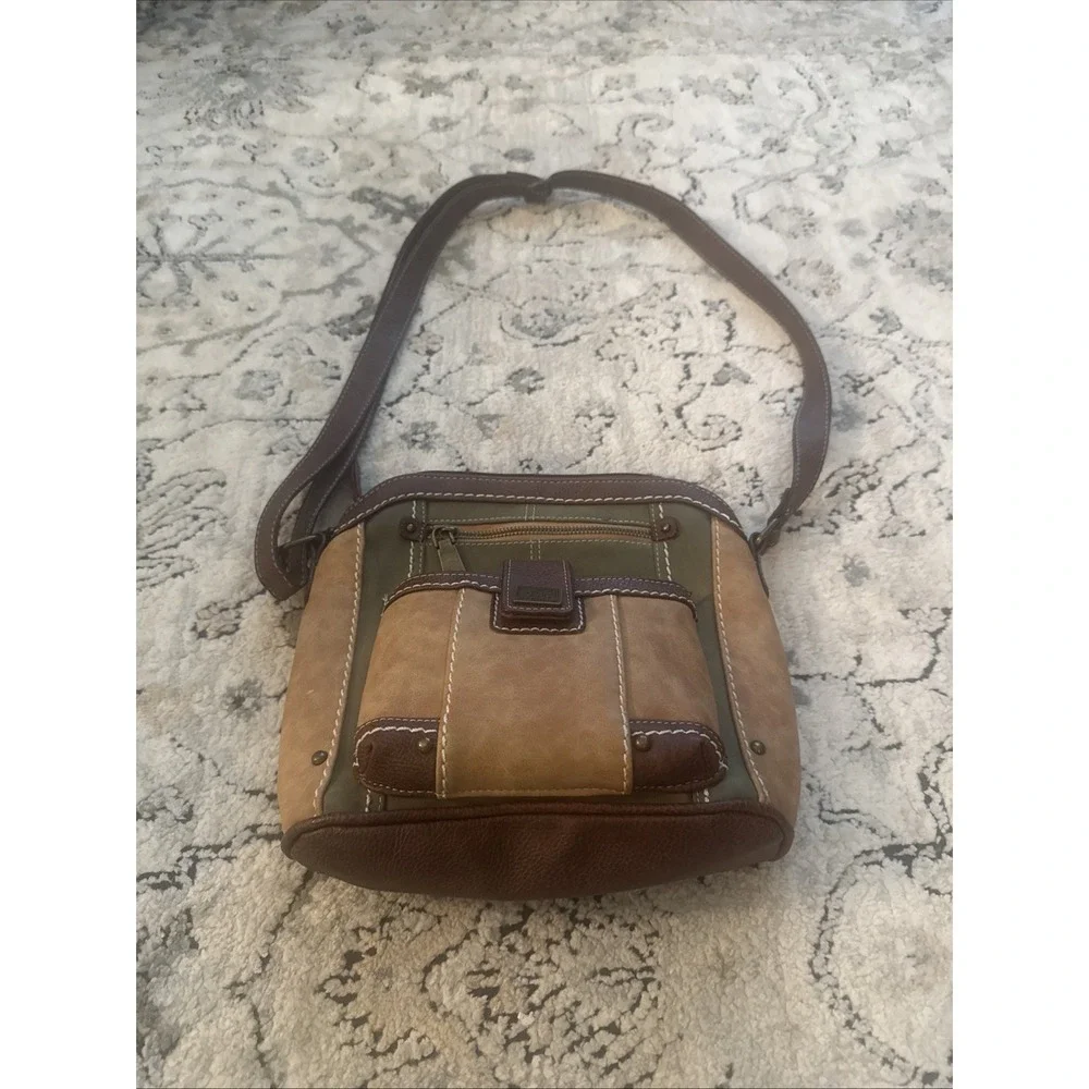 BOC Purse Suede Crossbody Green Tan Brown Bag Faux Leather Power Bank  Boho